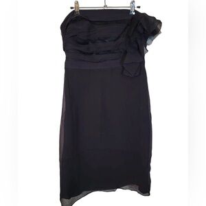 Ann Taylor  Black Strapless 100% Silk Above Knee Cocktail Forma  Dress Sz 4 AY